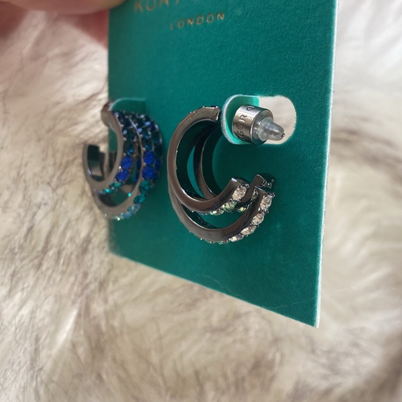 NWT Crystal Triple Row Hoop Earrings Kurt Geiger London - Picture 5 of 7